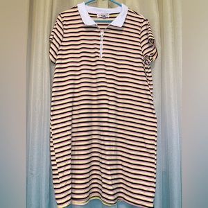 Eye Candy Striped T-Shirt Dress with Collar